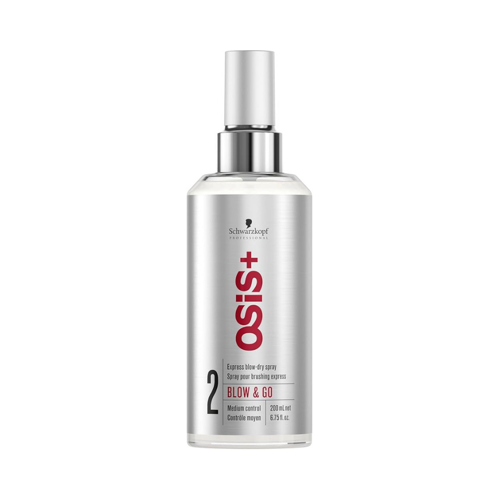Schwarzkopf - Osis+ 2 Blow & Go Smooth Steek - Spray Express de Secado Rápido (Control Medio) - 200 Ml - Inzi Cosmeticos