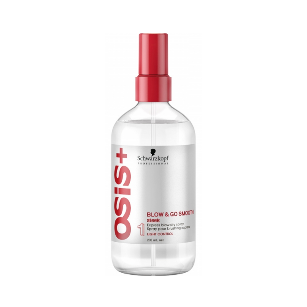 Schwarzkopf - Osis+ 1 Blow & Go Smooth Steek - Spray Express de Secado Rápido (Control Ligero) - 200 Ml - Inzi Cosmeticos