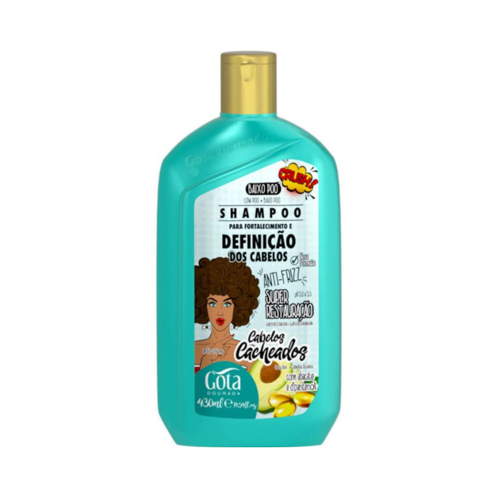 Gota Dourada - Champú Fortalecedor para Cabello Rizado 430 ml - Inzi Cosmeticos