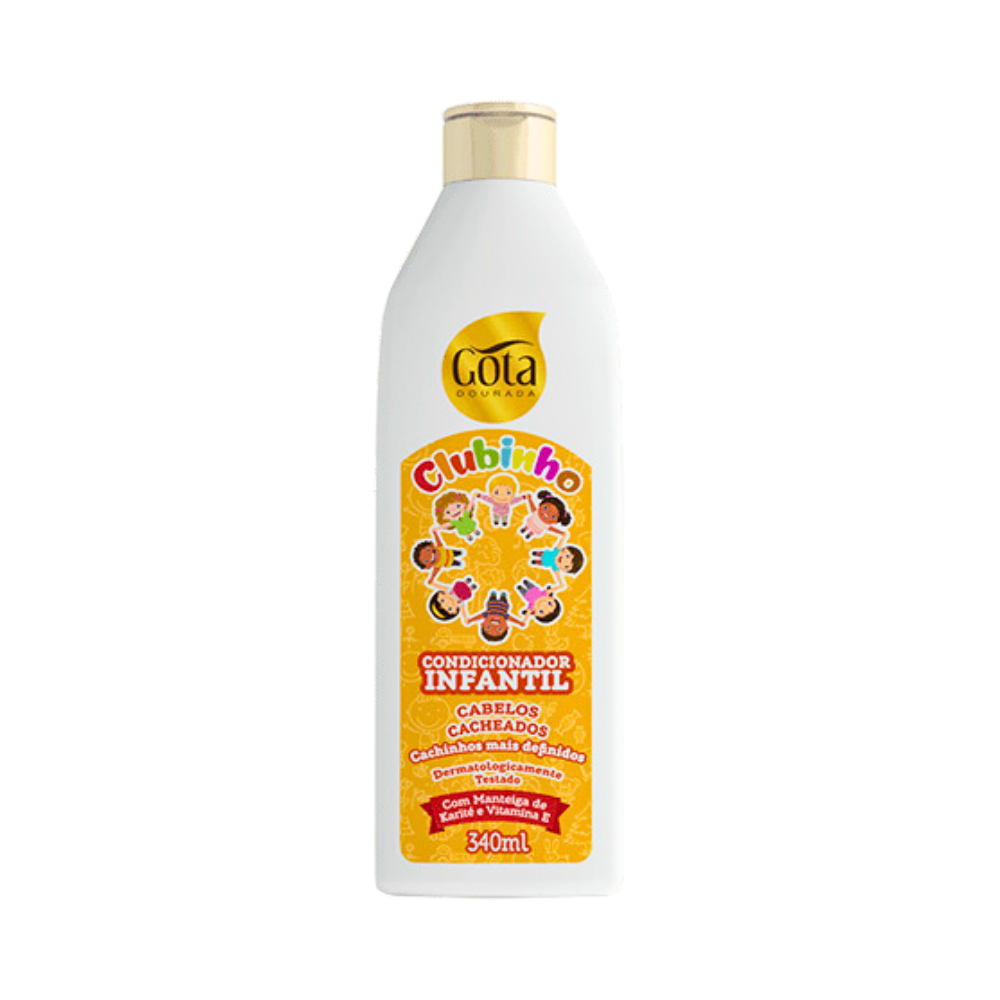 Gota Dourada Clubinho - Acondicionador Infantil para Cabello Rizado 340 ml - Inzi Cosmeticos