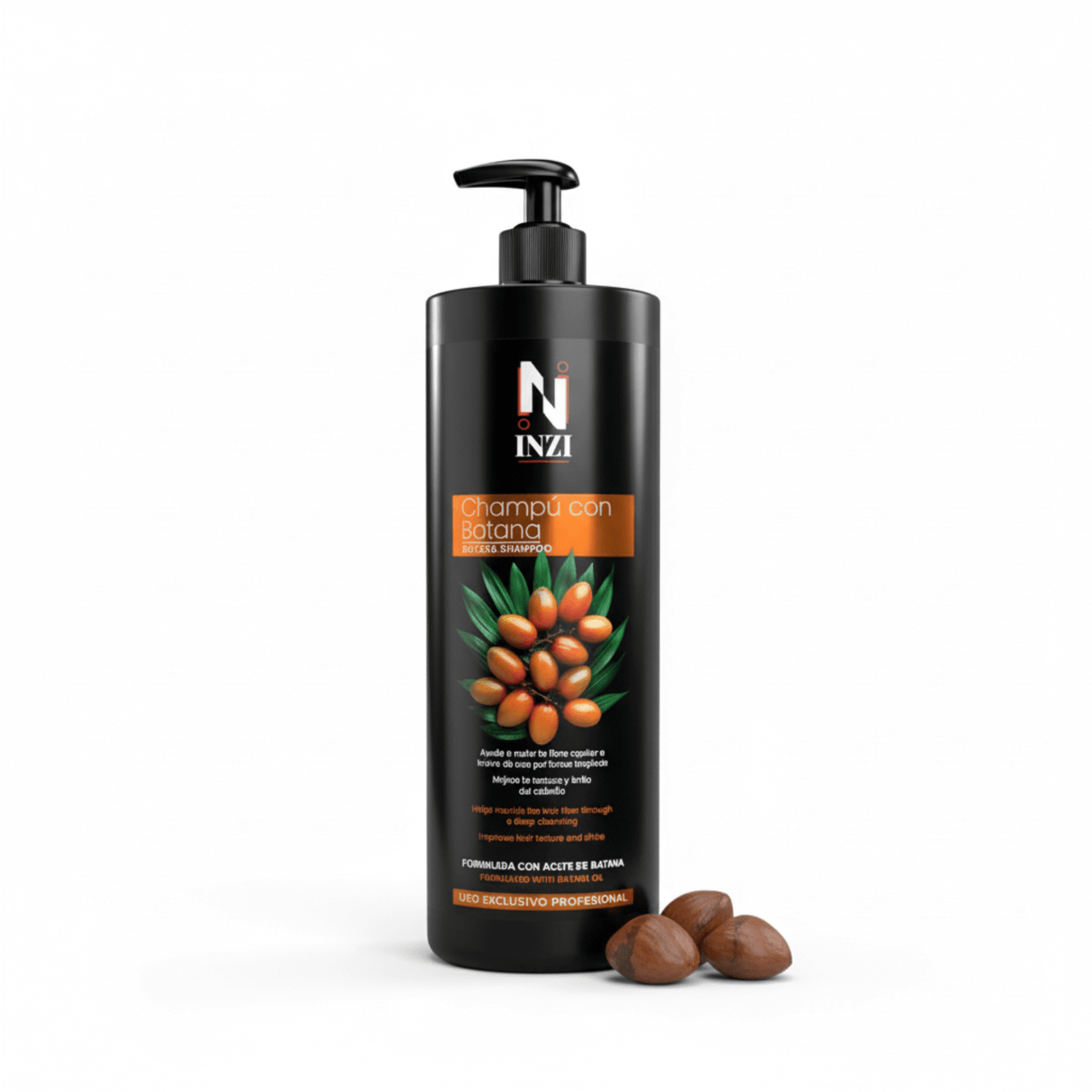 INZI Shampoo with Batana Oil 1000 ml – Gentle and nourishing cleansing for dry, damaged or brittle hair | Moisturizes, strengthens and provides natural shine for daily use