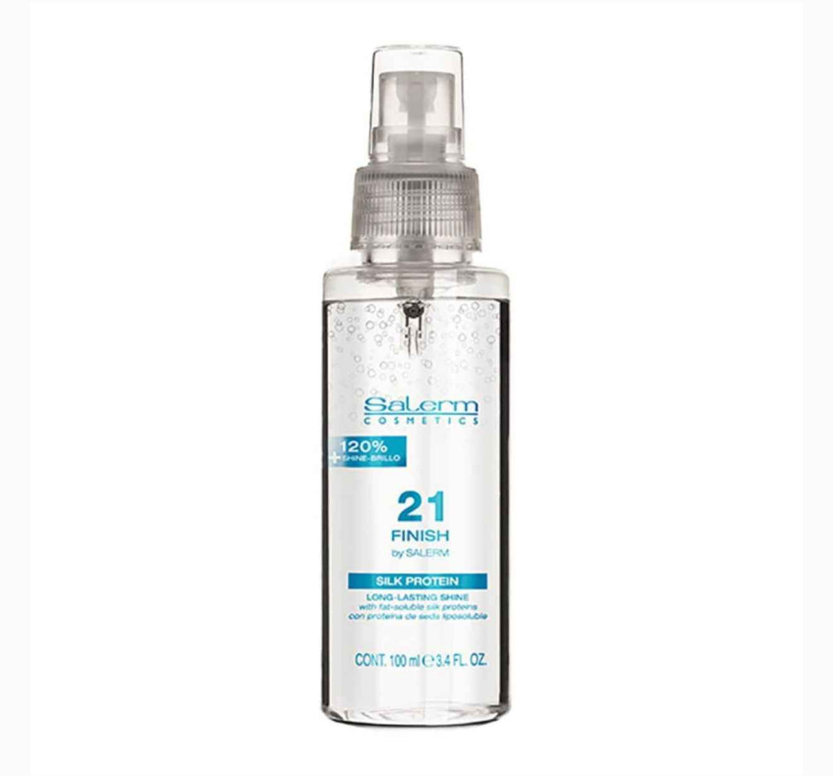 SALERM - Spray Pelo Iluminador - Salerm 21 Finish - 100 ml - con Proteínas de Seda - Toque Final Iluminador - Hidrata y Aporta Brillo al Cabello - Resultado Inmediato - Protector Térmico