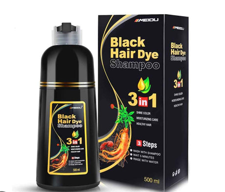 CHAMPU NEGRO PARA TENIR EL CABELLO 3 EN 1  MEIDU 500ML